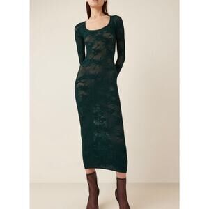 Alaia	Lace midi Dress - Dark Green - 	EU 38